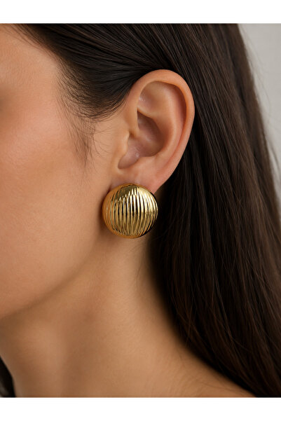 Lilith Takı Gold Color Embossed Large Size Vintage Earrings |   Showy and Sty...