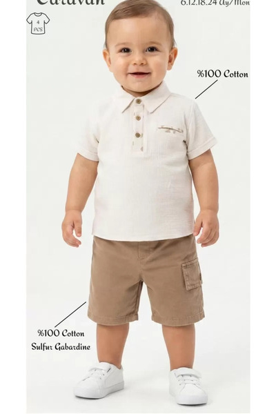 Generic Brand 2/6 Years Old Button Detail Muslin T-Shirt Baby Set