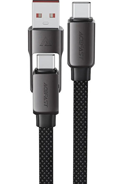Acefast Καλώδιο USB 2.0 USB-C αρσενικό - USB-A / USB-C 60W Μαύρο 0,2μ (C13-05)