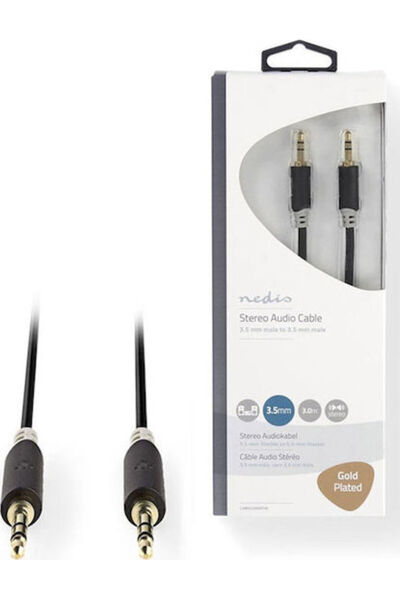 Nedis Καλώδιο Jack 3.5mm Αρσενικό - Jack 3.5mm Αρσενικό Μαύρο 3μ