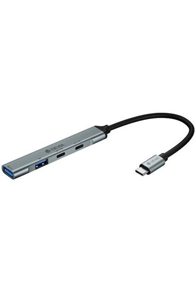 Devia Διανομέας USB 3.0 4 θυρών με σύνδεση USB-C Γκρι Κωδικός: 129412
