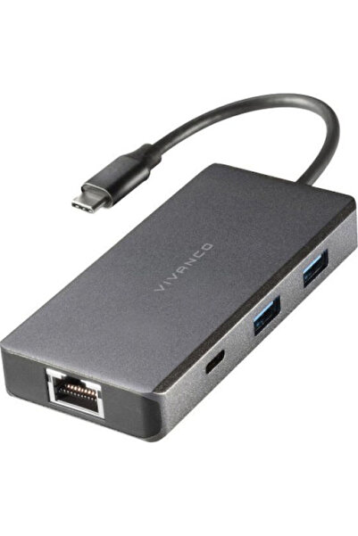 Vivanco HUB61ALLTPC USB-C Σταθμός σύνδεσης με HDMI 4K PD Ethernet Γκρι
