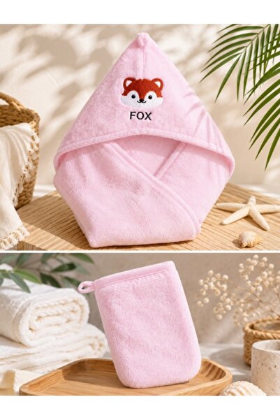 Superbaby Set prosop pentru bebelusi cu capison si manusa, GULUNCE BABY, Fox roz