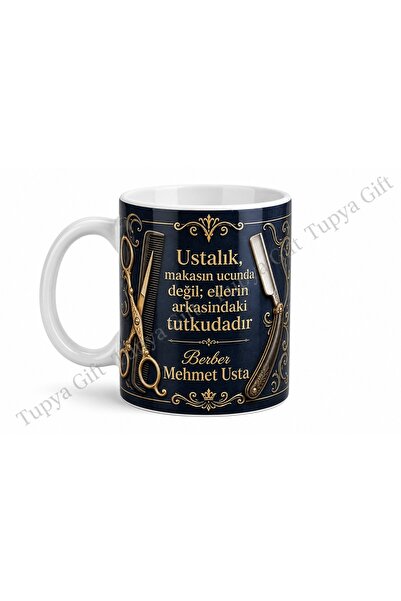 Tupya Gift Berbere Hediye İsme Özel Baskılı Kupa Bardak Berber Günü Hediyesi