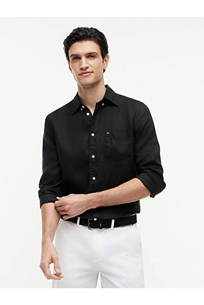 Tommy Hilfiger erkek piece dye linen gömlek