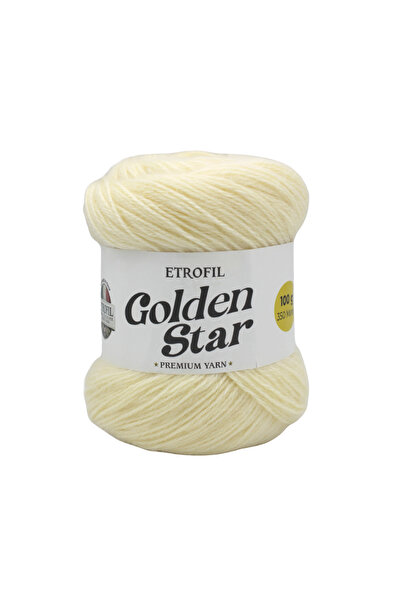 Etrofil Golden Star Knitting Yarn Cream 75% Premium Acrylic 25% Organic Merin...