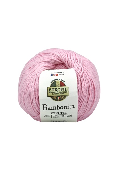 Etrofil Fir de tricotat Bambonita Roz Candy 60% Bambus 40% Bumbac Organic 100...
