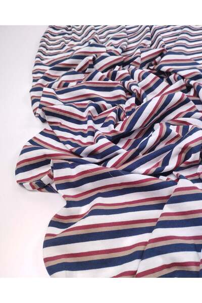 Kumaş Parça Ecru Burgundy Beige Navy Blue Striped Single Jersey Combed Cotton...