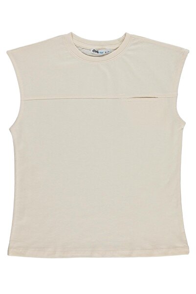 Civil Boys Tricou Basic Zero Sleeve pentru copii de 6-9 ani - Ecru