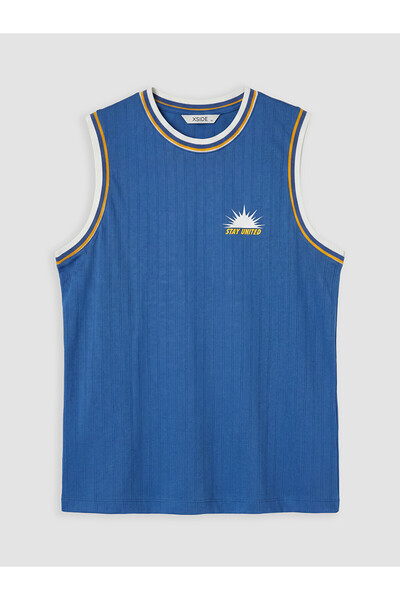 LC Waikiki Nevavm Men's Sleeveless T-Shirt with Oval Collar and Printed Design