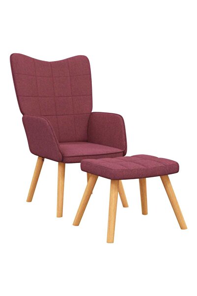 vidaxl Scaun de relaxare cu taburet, roșu vin, textil