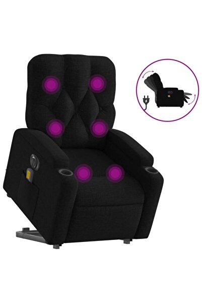 vidaxl Fotoliu electric de masaj rabatabil cu ridicare, negru, textil