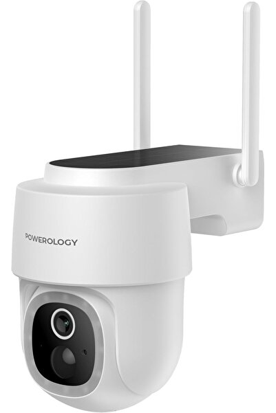 Powerology Built-in Solar Pan & Tilt Outdoor Camera, 5200mAh Rechargeable Bat...