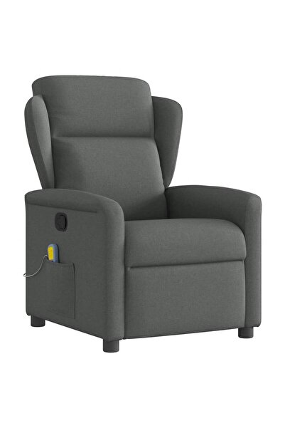 vidaxl Fotoliu reclinabil cu masaj, gri închis, material textil