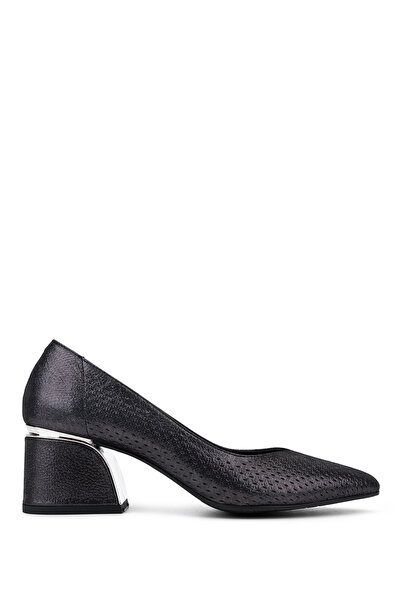 Tamer Tanca Women's Genuine Leather Black Heeled Shoes