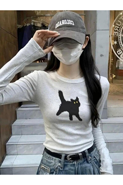 İsra Ayyıldız Moonstar Collection Kar Melanj Cat Bisiklet Yaka Street Y2K Uzu...