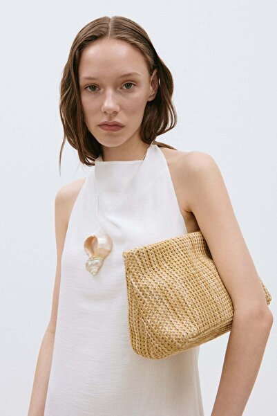 Suud Collection Beige Straw Handbag