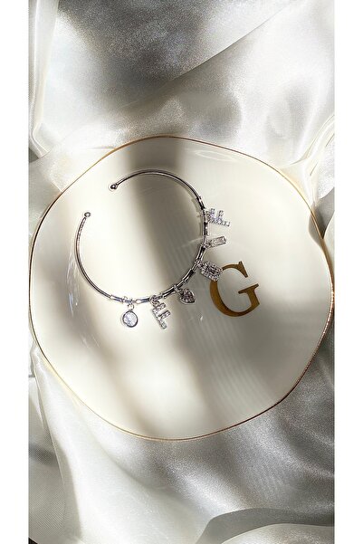 GAMZE Steel F Letter Charm Bracelet