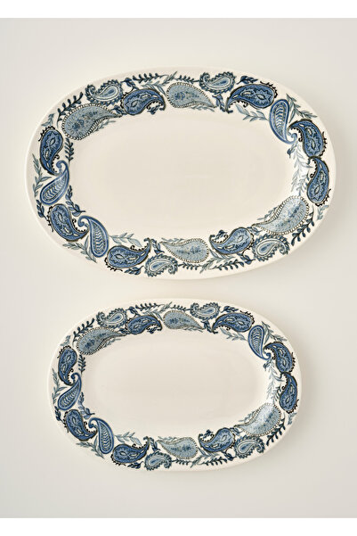Bella Maison Paisley Porcelain 2-Piece Presentation Plate Blue
