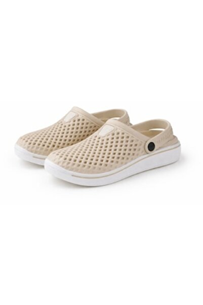 SHOPIENS - Women's Summer Beige Clogs Ventilated Secure Back Strap Thick EVA ...