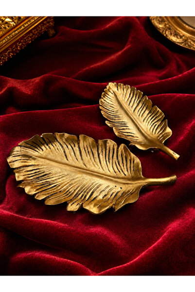 Peramari Decorative Polyester Double Leaf Presentation Plate with Gold Goblet
