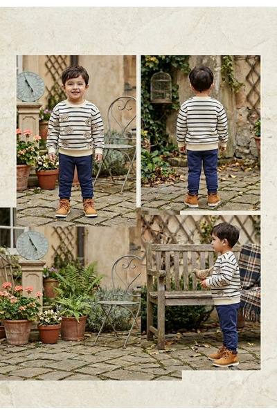 meyastore Boy's Suit with Striped Teddy Bear Design