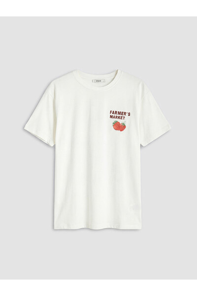 LC Waikiki Nevavm Women's T-Shirt with Oval Collar and Printed Design