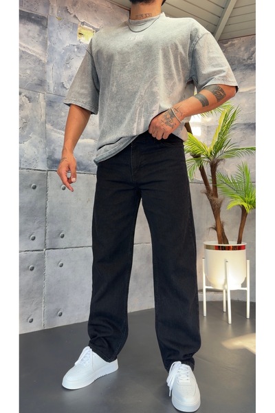 PEERLESS STORE Slim Line Detailed Baggy Pants