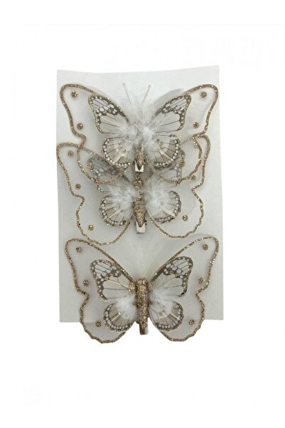 OEM Fluturi Decorativi Aripi Duble 3/Set Alb
