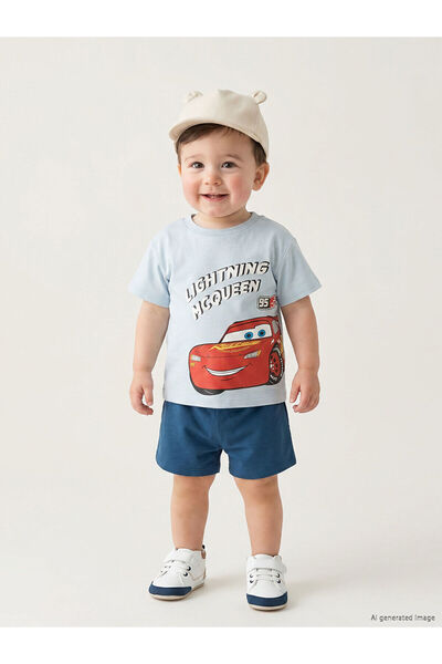 LC Waikiki Trendlucky with Difference Cars Printed Baby Boy T-Shirt and Shorts