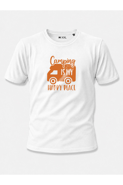 North Whiskers "Camping Is My Happy Place" Caravan Printed 100% Cotton Navy B...