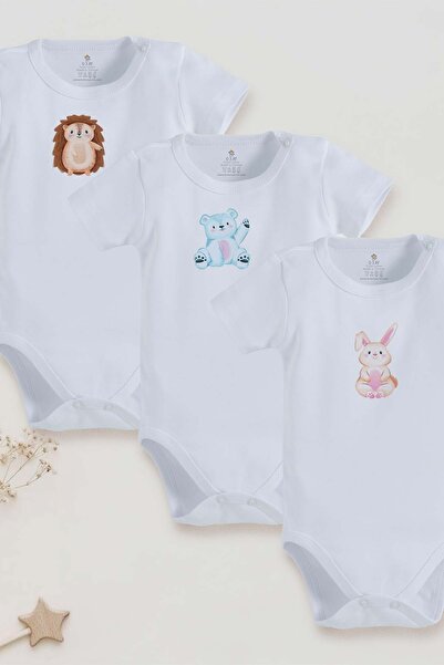 bebek perisi Organic 100% Cotton Cute Hedgehog, Bear, Rabbit Design 3-Piece B...