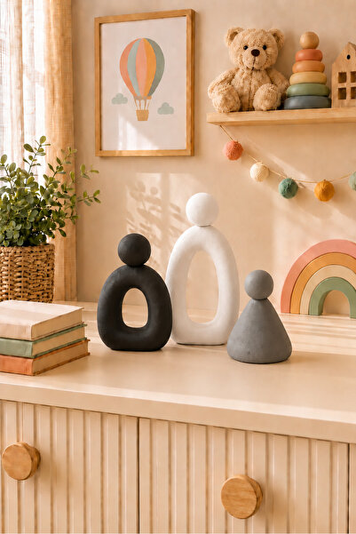 Minima Art Studio Minimal 3’lü Soyut Aile Biblo Seti Dekoratif Obje Modern Bo...