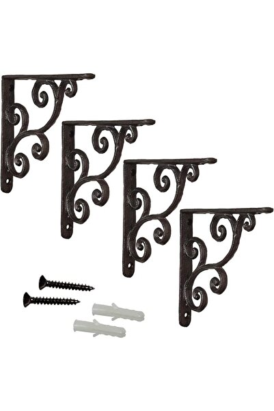 The Bros 4 Pack Decorative Shelf Brackets,5.5 x 5.5inch Cast Iron Shelf Suppl...