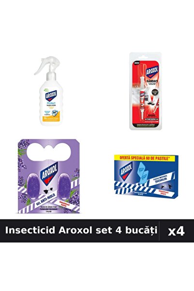Aroxol Set 4 Insecticid - Loțiune 200ml, Pastile Anti-Insecte - Protecție Casa