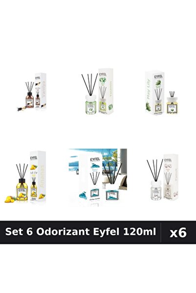 Eyfel Set 6 Odorizante Camera Betisoare, Ananas, Bumbac, Iasomie, Lacramioare...