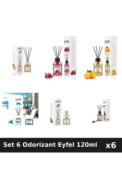 Eyfel Set 6 Odorizante Camera Betisoare, Fructe De Padure, Lacramioare, Ocean...