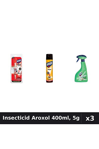 Aroxol Set 3 Insecticid - Pastile 5g, Spray 400ml - Anti Gandaci, Tantari, Muste