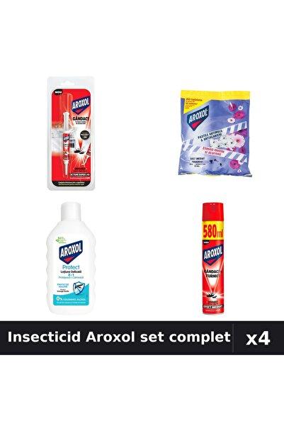 Aroxol Set 4 Insecticid - Pastile 5g, 20 Buc, Loțiune 200ml, Spray 580ml