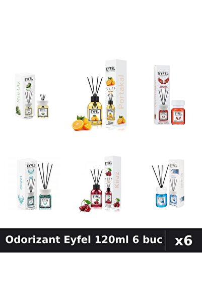 Eyfel Set 6 Odorizante Camera Betisoare 120ml - 6 Arome Asortate, Parfum Intens