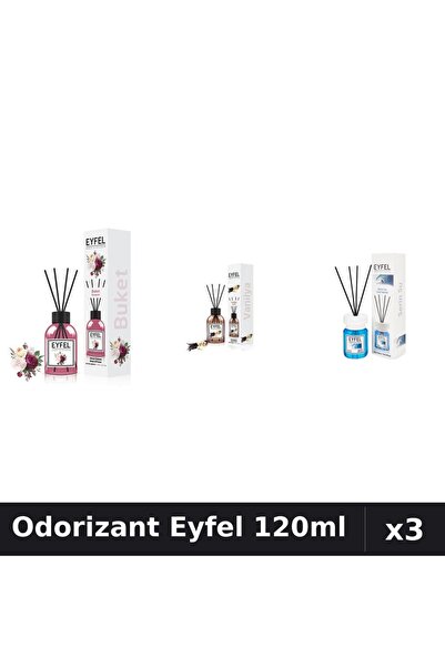 Eyfel Set 3 Odorizant Camera Betisoare 120ml - Bouquet, Vanilie, Cool Water