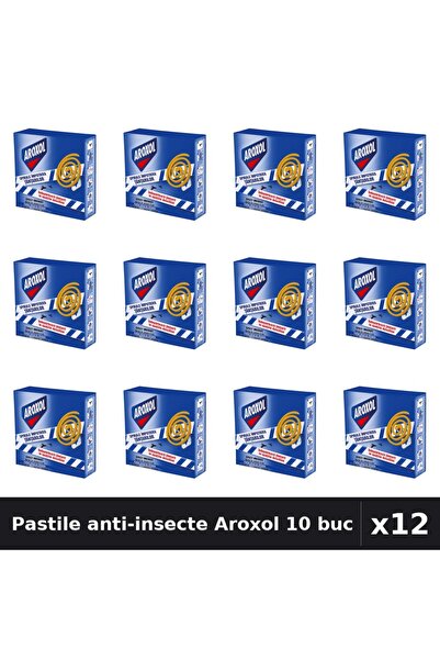Aroxol Set 12 Pastile Anti-Insecte 10 buc - Protectie Gandaci, Tantari, Muste