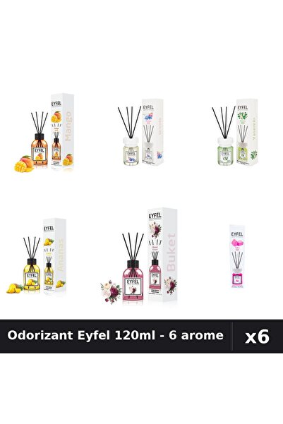 Eyfel Set 6 Odorizante Camera Betisoare 120ml - Mango, Orhidee, Iasomie, Anan...
