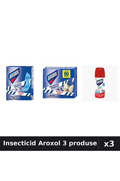 Aroxol Set 3 Insecticid - Spray 100ml, Aparat 45 Nopti, Pastile 30 buc - Prot...
