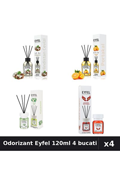 Eyfel Set 4 Odorizant Camera Betisoare 120ml - Nuca Cocos, Portocala, Iasomie...