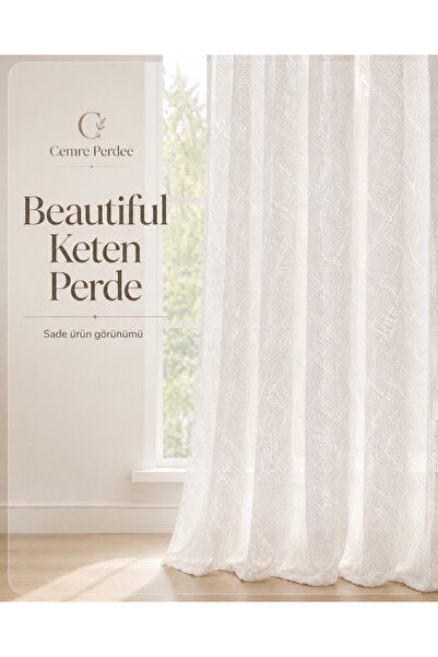 Carrlline Keten Tül Perde Keten Dokulu Beyaz Modern Dekoratif Tül Perde