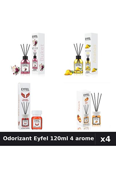 Eyfel Set 4 Odorizant Camera Betisoare 120ml - Bouquet, Ananas, Red Dragon, P...