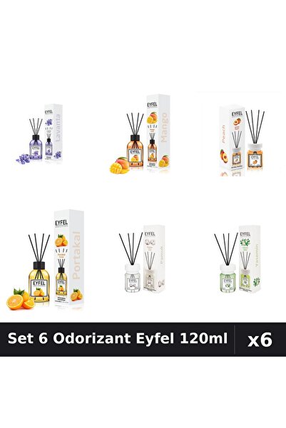 Eyfel Set 6 Odorizante Camera Betisoare, Bumbac, Iasomie, Lavanda, Mango, Pie...