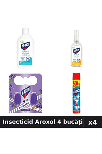 Aroxol Set 4 Insecticid - Loțiune 200ml, 85ml, Spray 500ml, Spirale Anti-Insecte