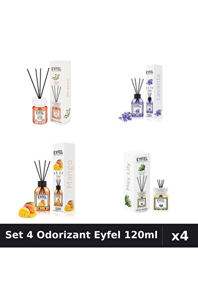 Eyfel Set 4 Odorizante Camera Betisoare, Acacia, Lacramioare, Lavanda, Mango,...